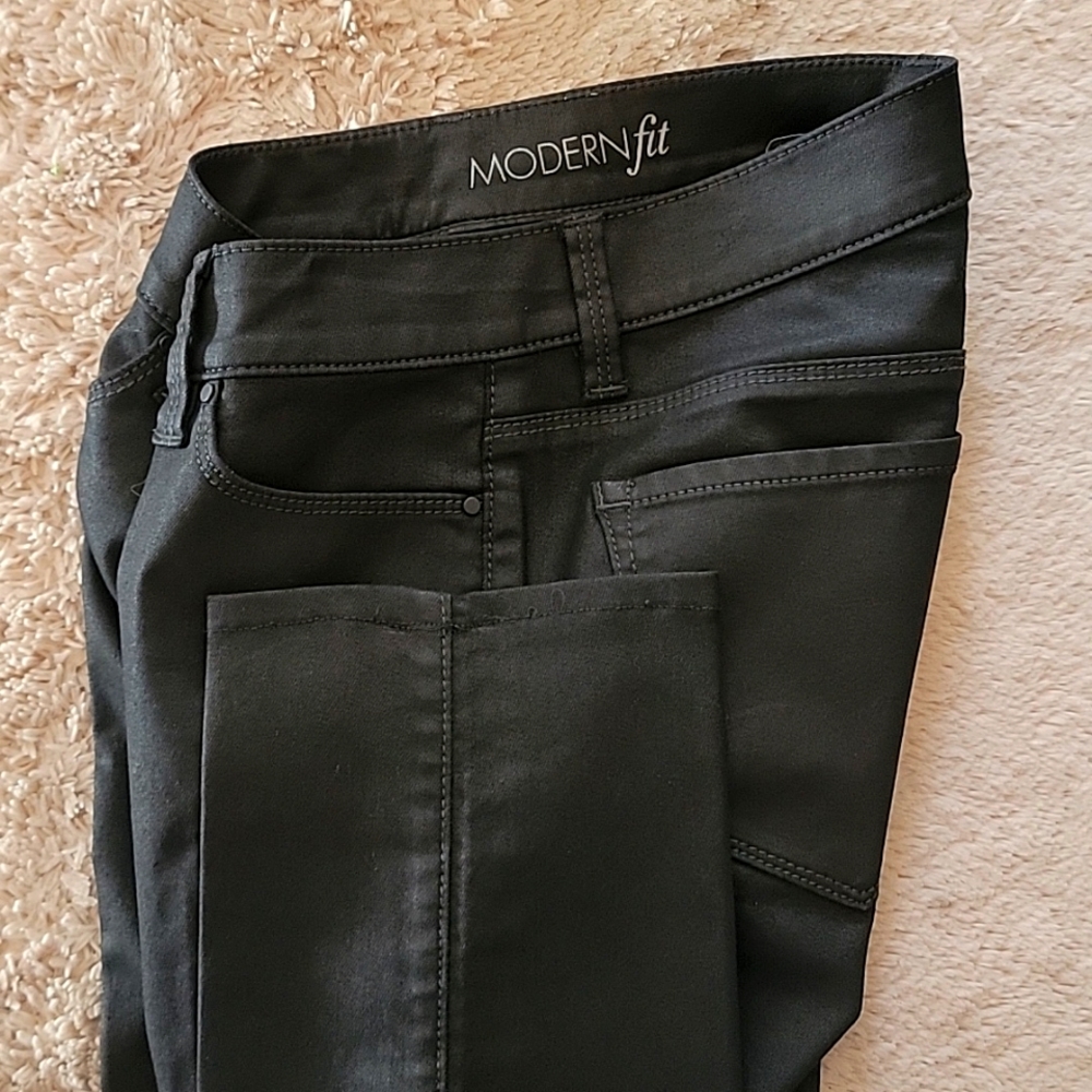 New Ann Taylor Black Shine Pants Jeans Size 0